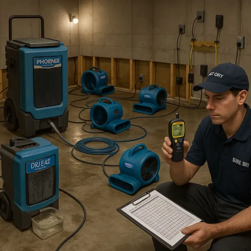 Structural Drying and Dehumidification process in East Pensacola Heights, FL